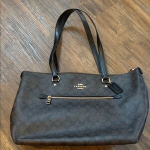Coach Black and Brown Signature Shoulder Bag